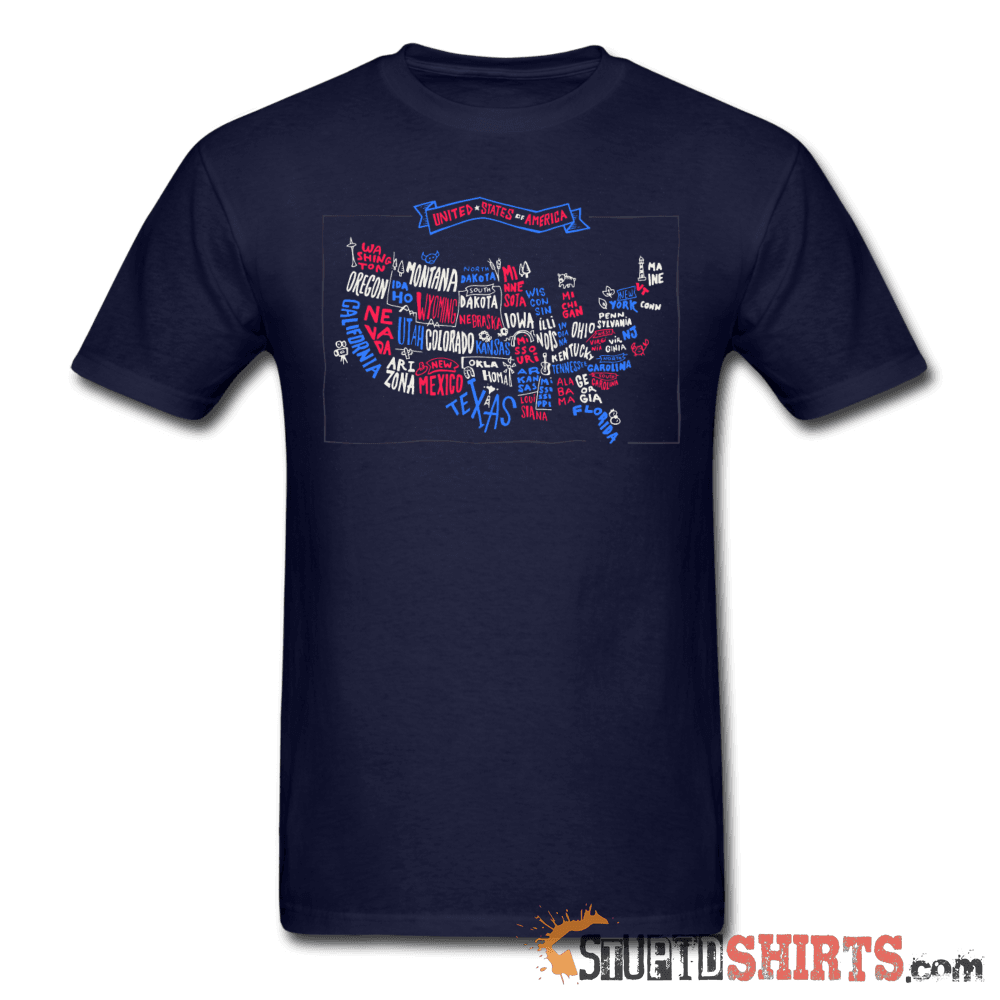 United States Of America Map - Men's T-Shirt - StupidShirts.com Men's T-Shirt StupidShirts.com