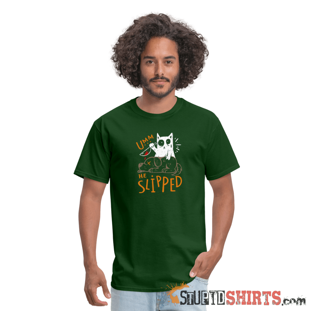 He Slipped - Men's T-Shirt Men's T-Shirt StupidShirts.com